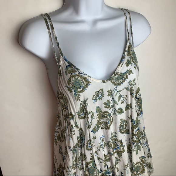 AEO 'Don't Ask Why' Green White Floral Spaghetti String Tank Top - OS - Picture 2 of 16